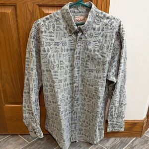Woolrich Men's Long Sleeve Outdoorsy Print Shirt, Size Large, GUC